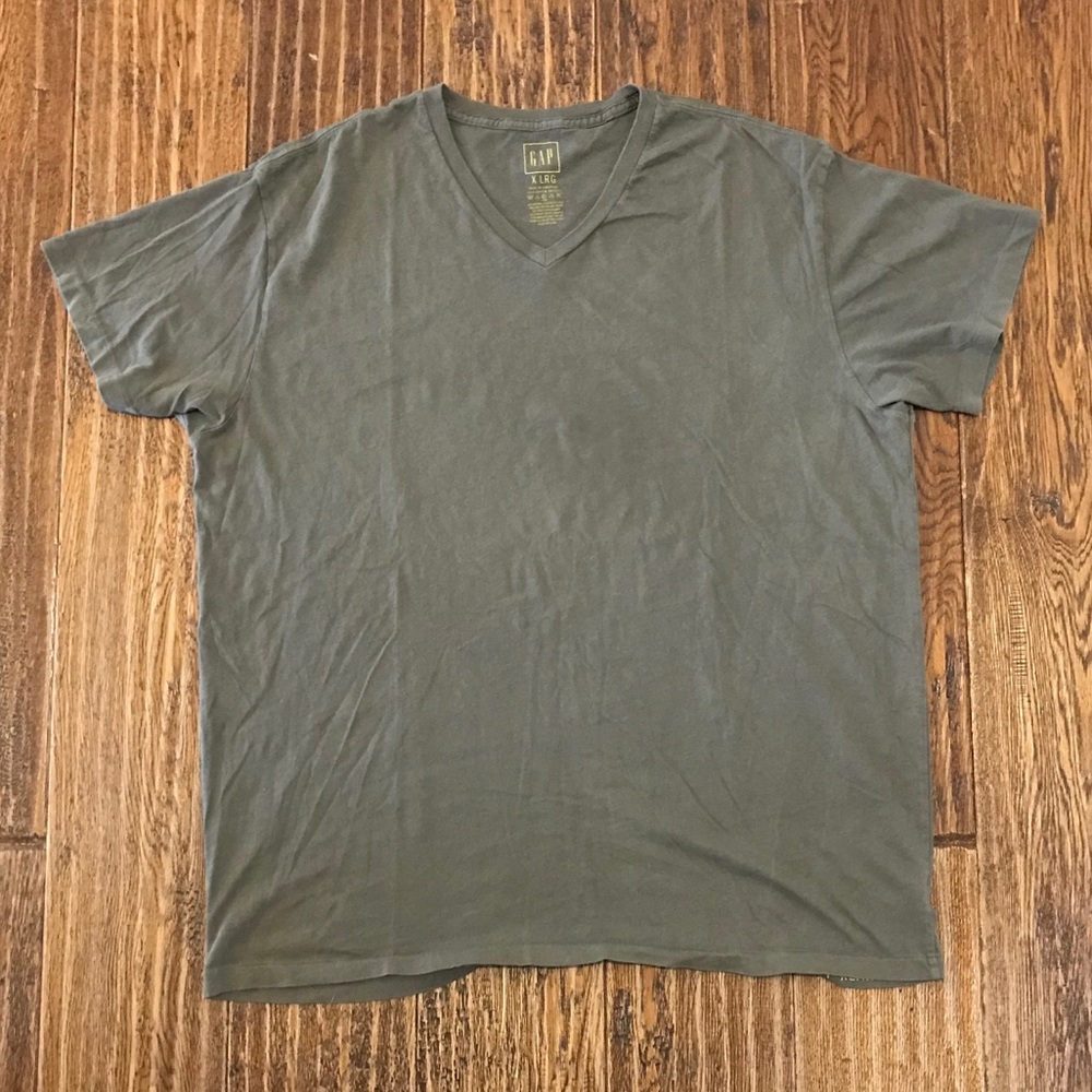 Mens Vintage Gap V-Neck Shirt Military Green XL